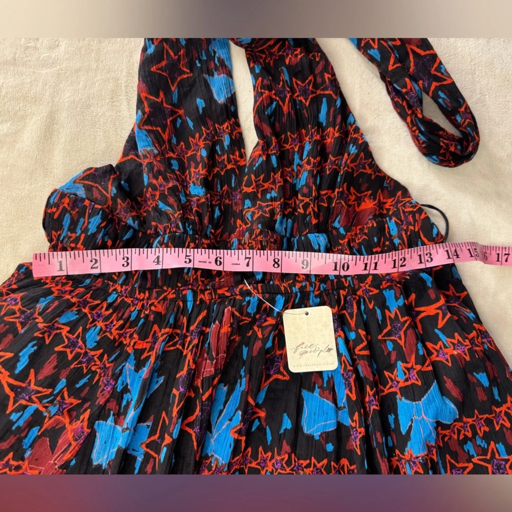 Free People Red and Blue Sleeveless Maxi Dress - Picture 9 of 11